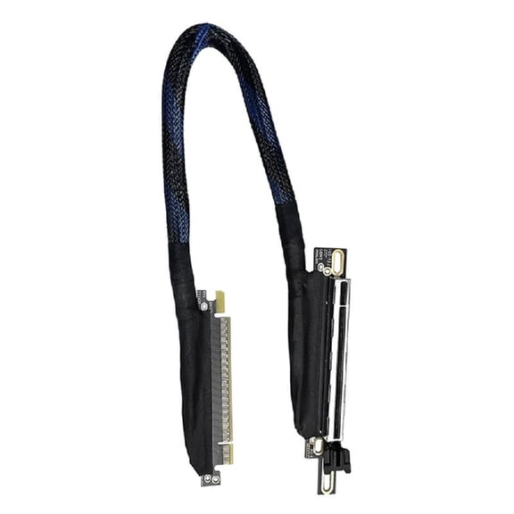 Braided PCIe 5.0 X16 Right Oriented Graphics Card Extender 270 Degree Bend