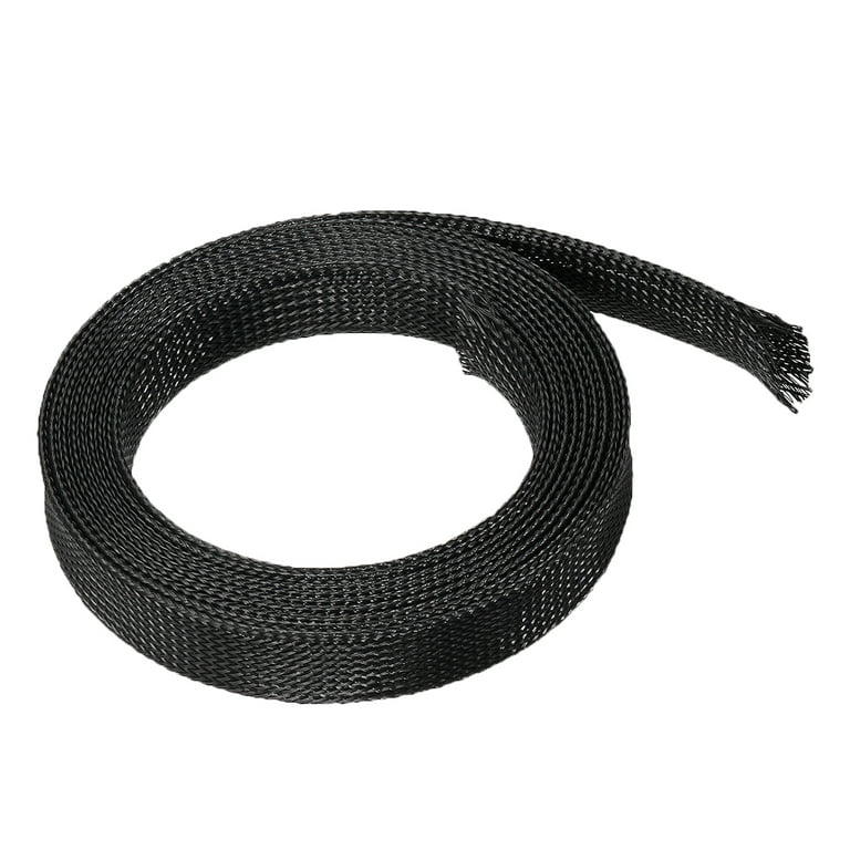 Braided PET Cable Wire Wrap 20mm Expandable Sleeving Black 9.84ft Length 