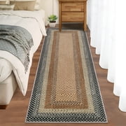 Braided Pattern Washable Area Rug, Super Soft Nonslip Runner for Kitchen Hallway Bathroom Entryway