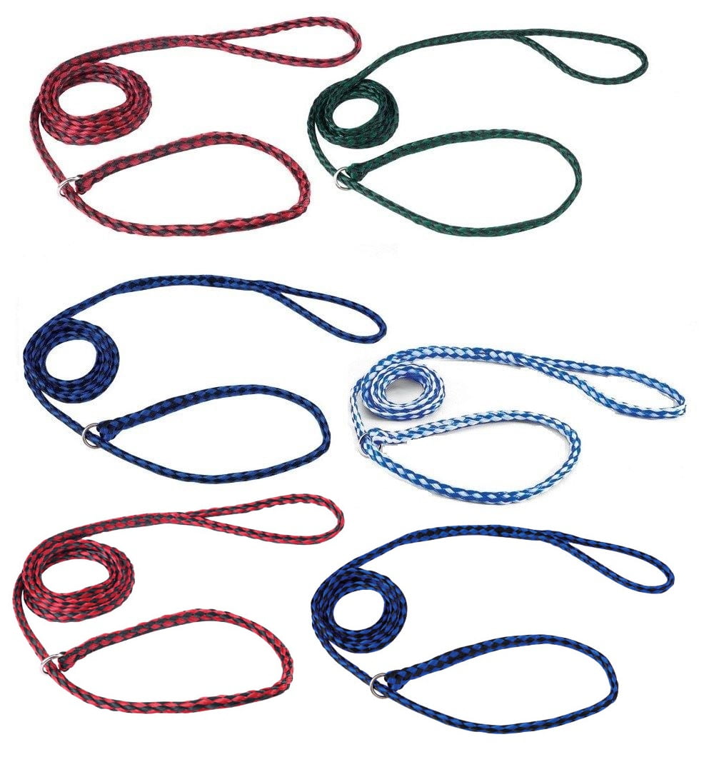 Braided Poly Dog Control Slip Leads Assorted Color Vet Rescue Kennel