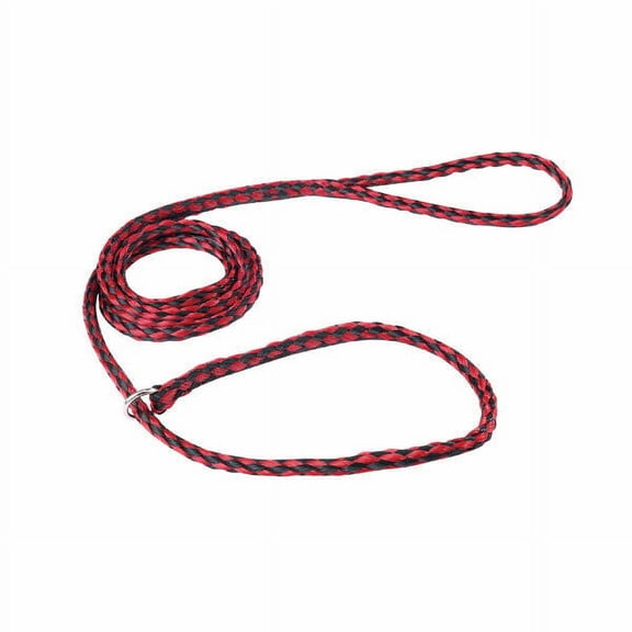 Braided Poly Dog Leads Slip Style Kennel Pet Leash O Ring 5ft Long Choose Color (Red/Black - 6 Pack)