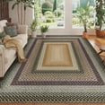 thumbnail image 1 of 8' x 10' Braided Jute Print Area Rug Washable Non-Slip Pet Friendly Carpet with Concentric Design, Stain Resistant for Living Room, Bedroom & Home Office, 1 of 8