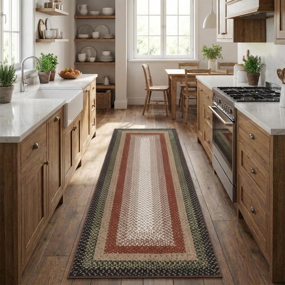 Braided Print Runner Rug 2x6 Washable Runner Rug Non Slip Hallway Runners Indoor Soft Kitchen Rugs Low Pile Non-Shedding Rugs Stain-Resistant Foldable Thin Mat for Entryway Bedside Red/Black