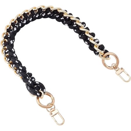 Braided Purse Handle Strap 15.7 Inch Black Short Handbag Strap Top Handle Replacement Nylon Woven Satchel Handle with Gold Hardware for LV Beaubourg Hobo Neonoe Pochete Pouch Designer Bag