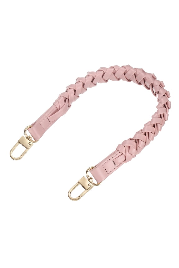 Braided Purse Strap, 1Pack 44.7cm/17.6" Pink PU Leather with Gold Buckles for Underarm Bags, Handbags