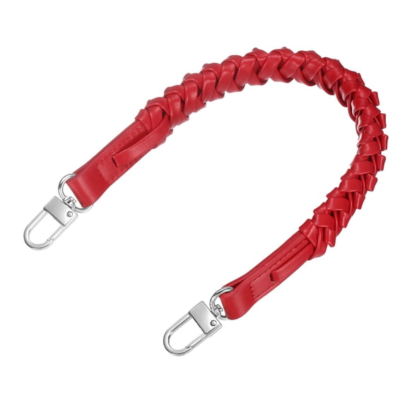 Braided Purse Strap, 1Pack 44.7cm/17.6" Red PU Leather with Silver Buckles for Underarm Bags, Handbags