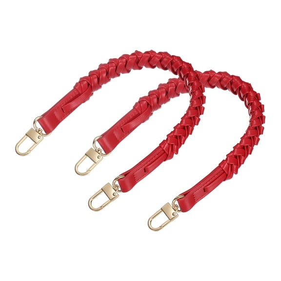Braided Purse Strap, 2Pack 44.7cm/17.6" Red PU Leather with Gold Buckles for Underarm Bags, Handbags
