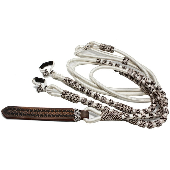 Braided Rawhide Nylon Romel Rommel Western Horse Reins Popper 60760