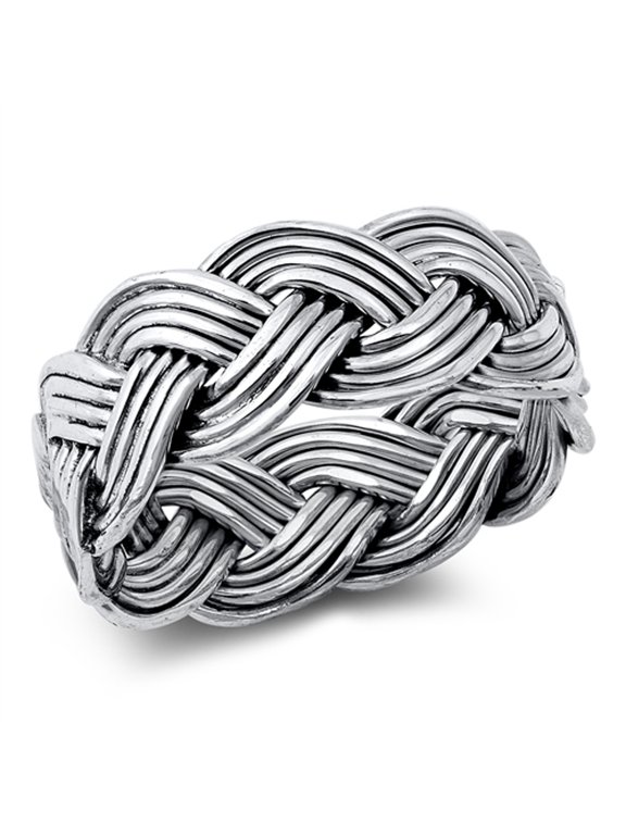 Braided Ring .925 Solid Sterling Silver Band Celtic Jewelry Female Male Unisex Size 11
