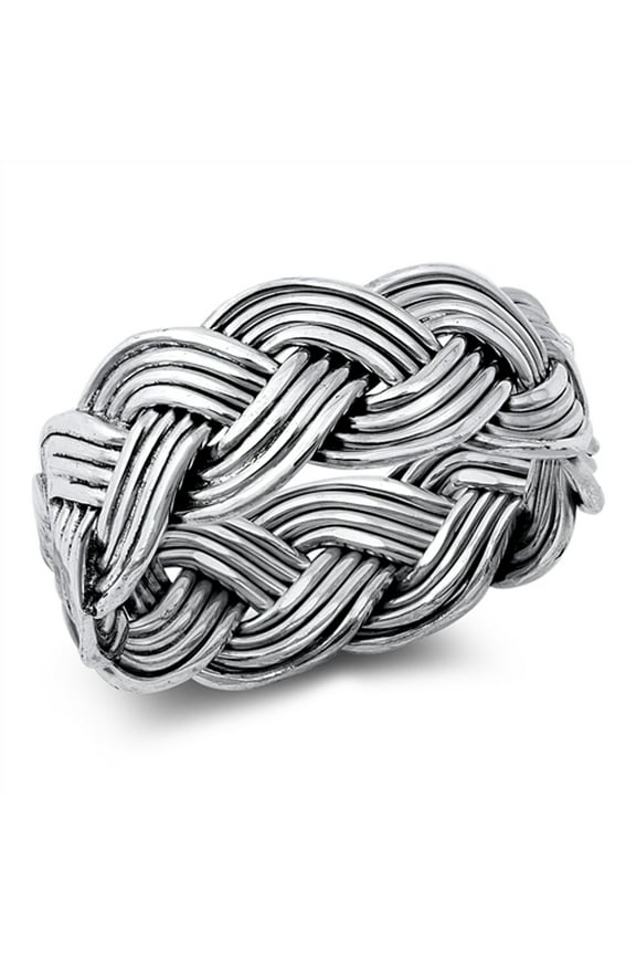 Braided Ring .925 Solid Sterling Silver Band Celtic Jewelry Female Male Unisex Size 9