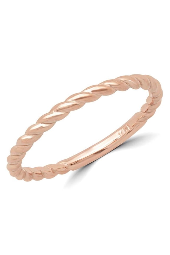 Braided Rope Classic Wedding Band Ring in 14K Rose Gold - Size 4.25