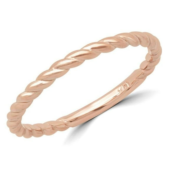 Braided Rope Classic Wedding Band Ring in 14K Rose Gold - Size 7.25