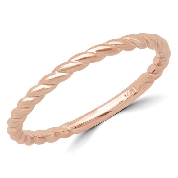 Braided Rope Classic Wedding Band Ring in 14K Rose Gold - Size 7