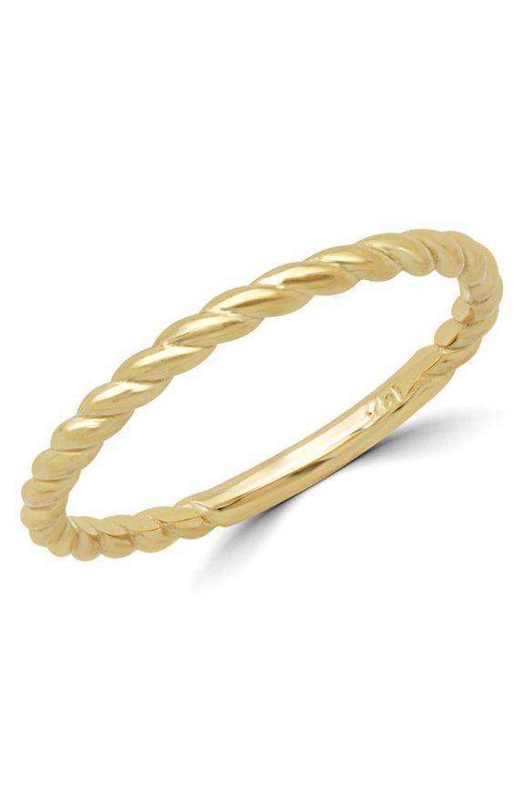 Braided Rope Classic Wedding Band Ring in 14K Yellow Gold - Size 4.25
