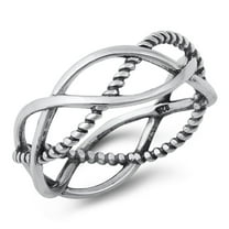 Braided Rope Eternity Promise Ring .925 Sterling Silver Band Jewelry Female Male Unisex Size 10