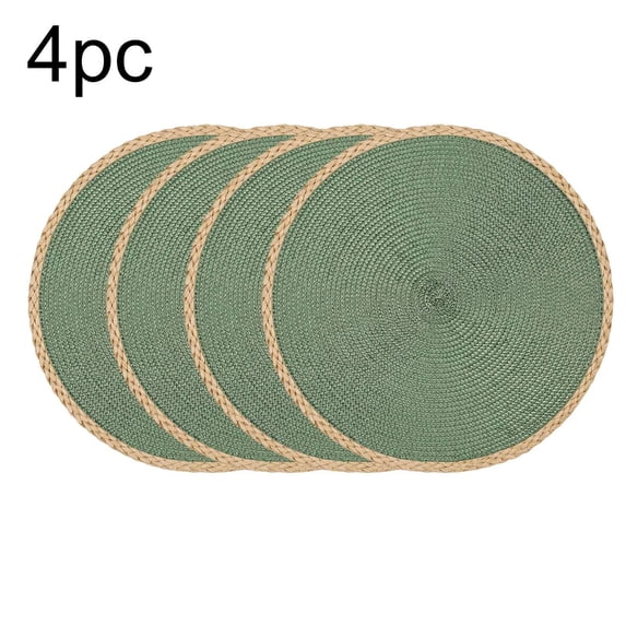 Braided Round Placemats 15 Inch Woven Table Mats Non- Washable Thin Edge Place Mats for Kitchen Dining Table Decor - Heat Resistant Placemats for Dining Outdoors Parties Use
