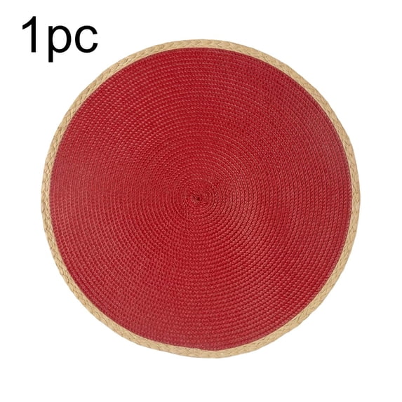 Braided Round Placemats 15 Inch Woven Table Mats Non- Washable Thin Edge Place Mats for Kitchen Dining Table Decor - Heat Resistant Placemats for Dining Outdoors Parties Use