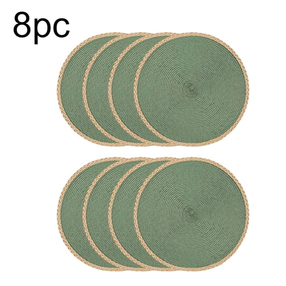 Braided Round Placemats 15 Inch Woven Table Mats Non- Washable Thin Edge Place Mats for Kitchen Dining Table Decor - Heat Resistant Placemats for Dining Outdoors Parties Use