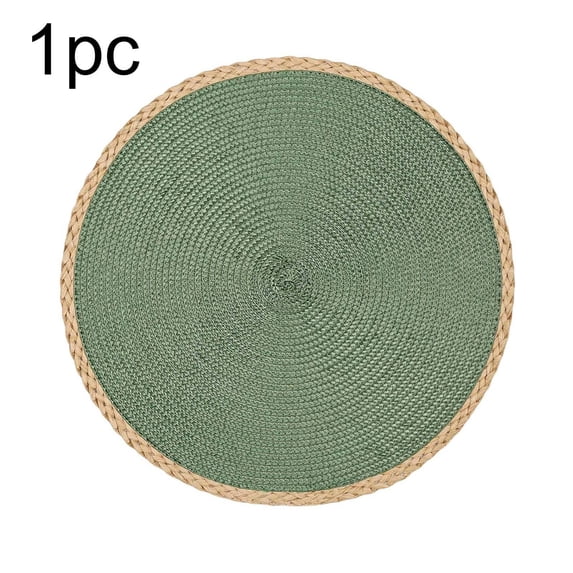 Braided Round Placemats 15 Inch Woven Table Mats Non- Washable Thin Edge Place Mats for Kitchen Dining Table Decor - Heat Resistant Placemats for Dining Outdoors Parties Use