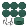 thumbnail image 1 of Braided Round Placemats Set of 6, 15 In Non-Slip Heat Resistant Table Mats, Washable Dining Table Protector for Kitchen Dark Green, 1 of 3