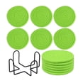 thumbnail image 1 of Braided Round Placemats Set of 6, 15 In Non-Slip Heat Resistant Table Mats, Washable Dining Table Protector for Kitchen Green, 1 of 3