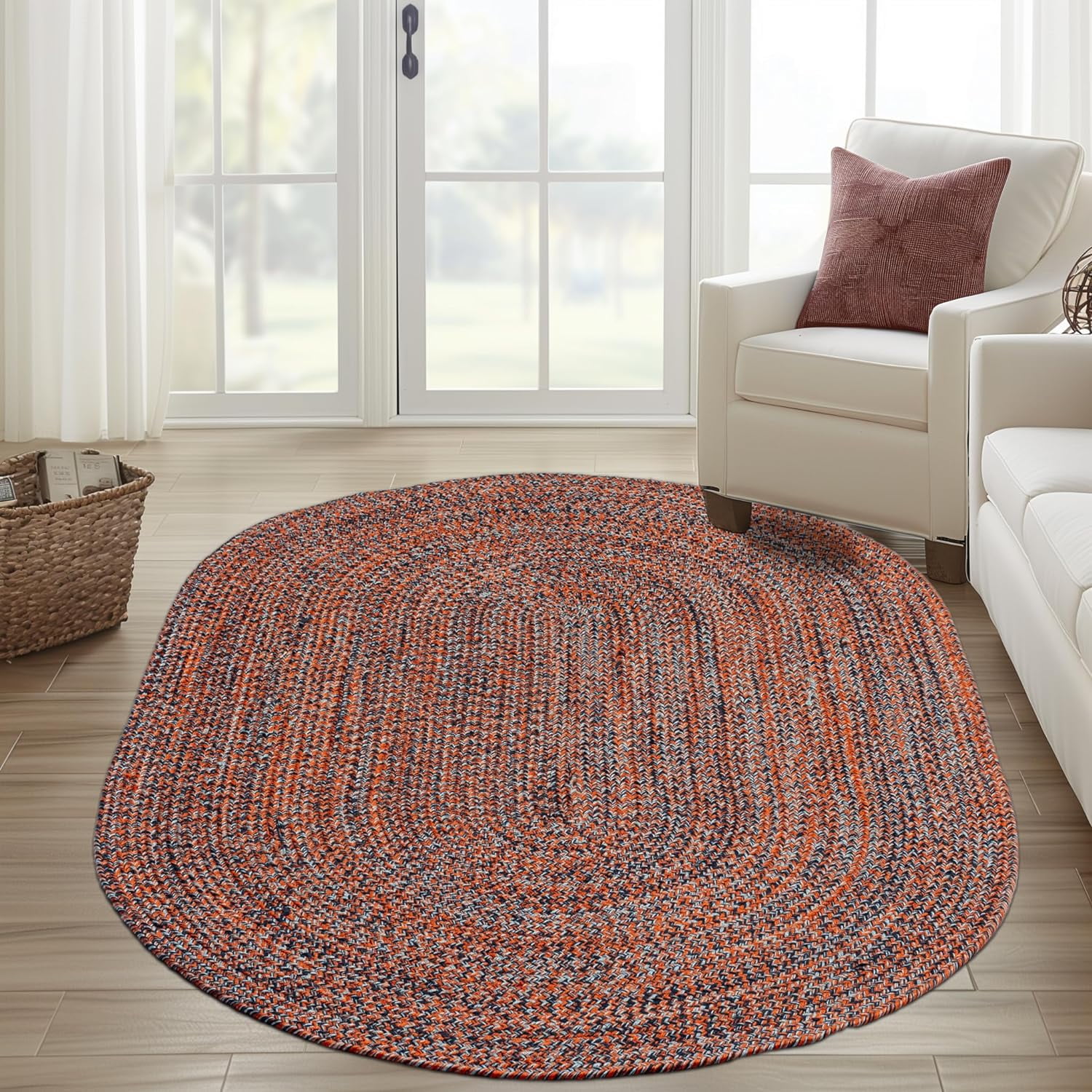 Braided Rug - Sunroom/Patio -4x6ft Indoor Outdoor Farmhouse Kitchen ...