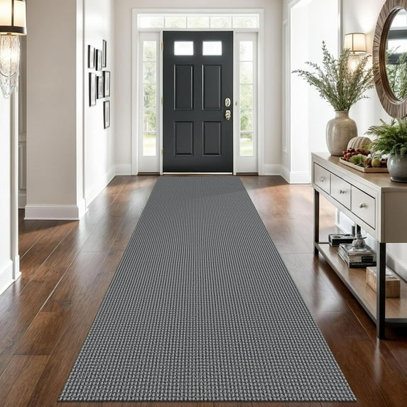 Braided Runner Rug 3x10 Ft Washable Runners for Hallways Non Slip Rubber Backed Kitchen Runners Cotton Long Entryway Runner Indoor, Woven Carpet for Hall Kitchen Entryway, Dark Grey/Grey