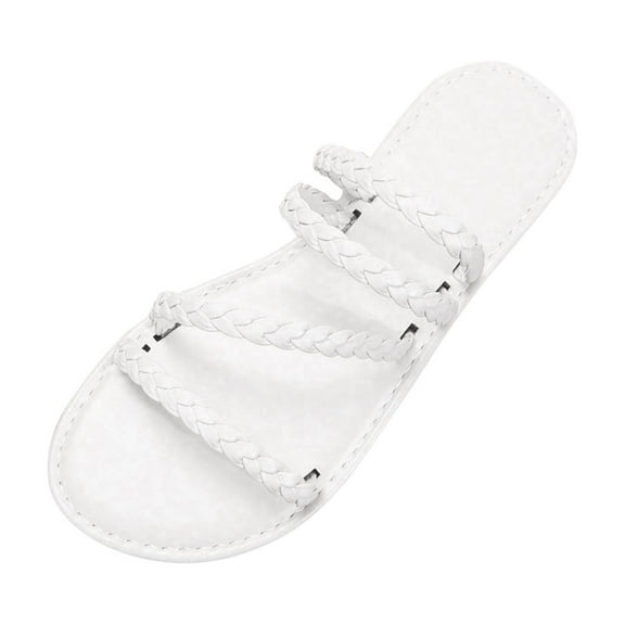 Braided Sandals For Women Open Toe Fashion Slide Sandals Women Dressy Summer Flat Women's Round Toe Multi Strap lightweight Summer Beach Flat Casual Sandals