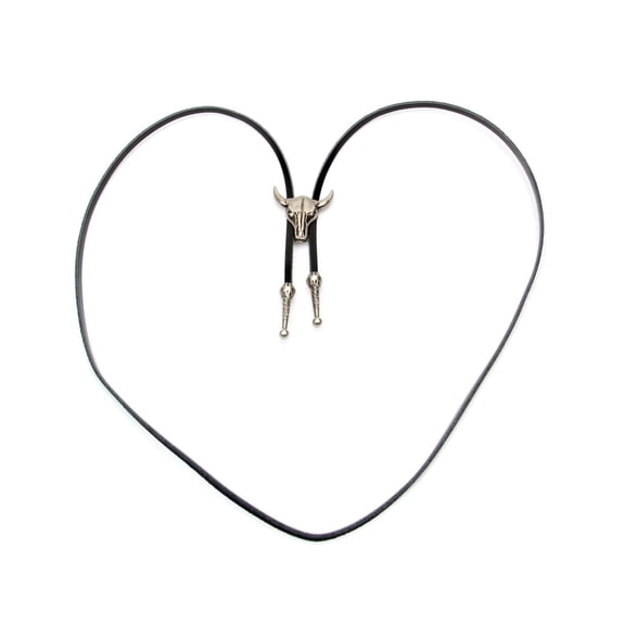 Braided Shoestring Bolo Tie with Metal Engraved Charm Cowboy Necktie Necklace Country Bolo Tie Cowboy