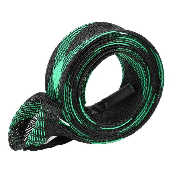 Braided Sleeve Expandable Casting Fishing Rod Pole Cover Protector (Black and Green Cross)