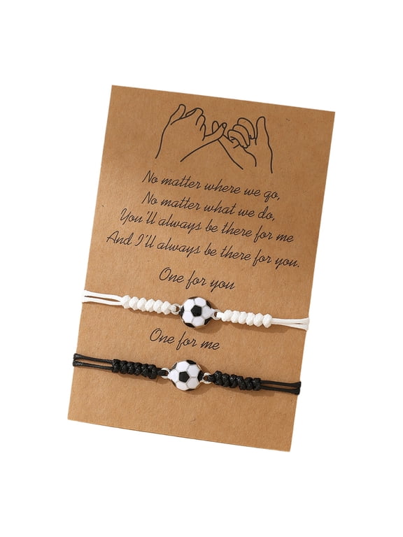 Braided Soccer Bracelets for Best Friend Couples Graduation Gifts Adjustable Friendship Accessories for Soccer Fan