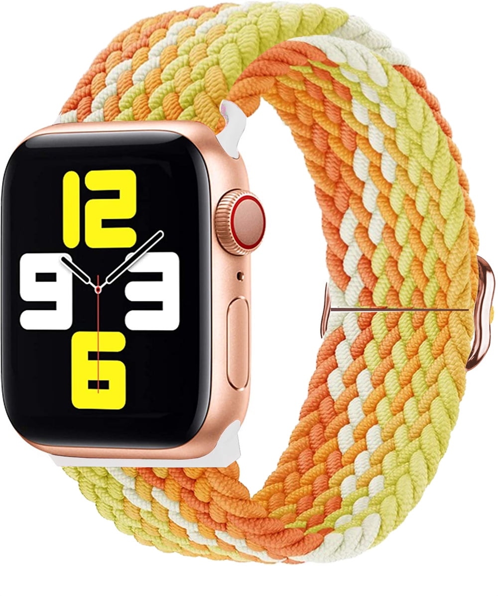 Braided Solo Loop for Apple Watch Band 44mm 40mm 45mm 41mm 38mm 42mm Adjustable Elastic Nylon Bands for iWatch Series 3 4 5 se 6 7 strap Fragrant orange Walmart