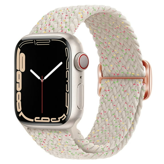 Braided Solo Loop Compatible with Apple Watch Band 38mm/40mm/41mm/42mm(Series 10) Women Men, Adjustable Stretchy Bands Elastic Sport Wristbands for iWatch Series 10 9 8 7 6 5 4 3 2 SE,Starlight Beige