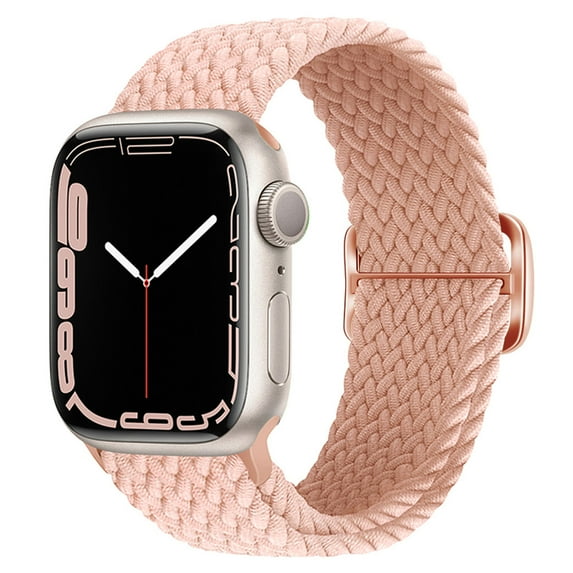 Braided Solo Loop Compatible with Apple Watch Band 42mm/44mm/45mm/46mm/49mm Women Men, Adjustable Stretchy Bands Elastic Sport Wristbands for iWatch Series 10 9 8 7 6 5 4 3 2 SE,Starlight Pink