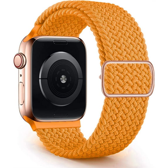 Braided Solo Loop For Apple watch band 44mm 40mm 45mm 41mm 38mm 42mm Elastic Nylon belt bracelet iWatch serie 3 4 5 se 6 7 -orange