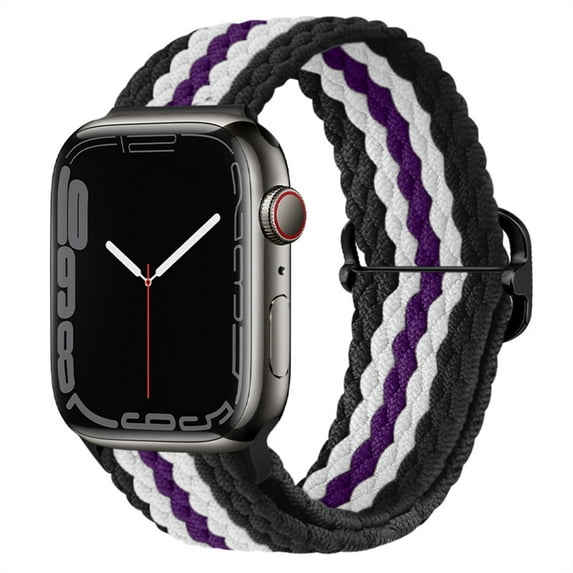 Braided Solo Loop for Apple Watch Band 44mm 40mm 45mm 41mm 38mm 42mm Elastic Nylon Belt Bracelet iWatch Serie 3 4 5 SE 6 7 -Black red