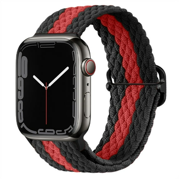 Braided Solo Loop for Apple Watch Band 44mm 40mm 45mm 41mm 38mm 42mm Elastic Nylon Belt Bracelet iWatch Serie 3 4 5 SE 6 7 -Black white purple