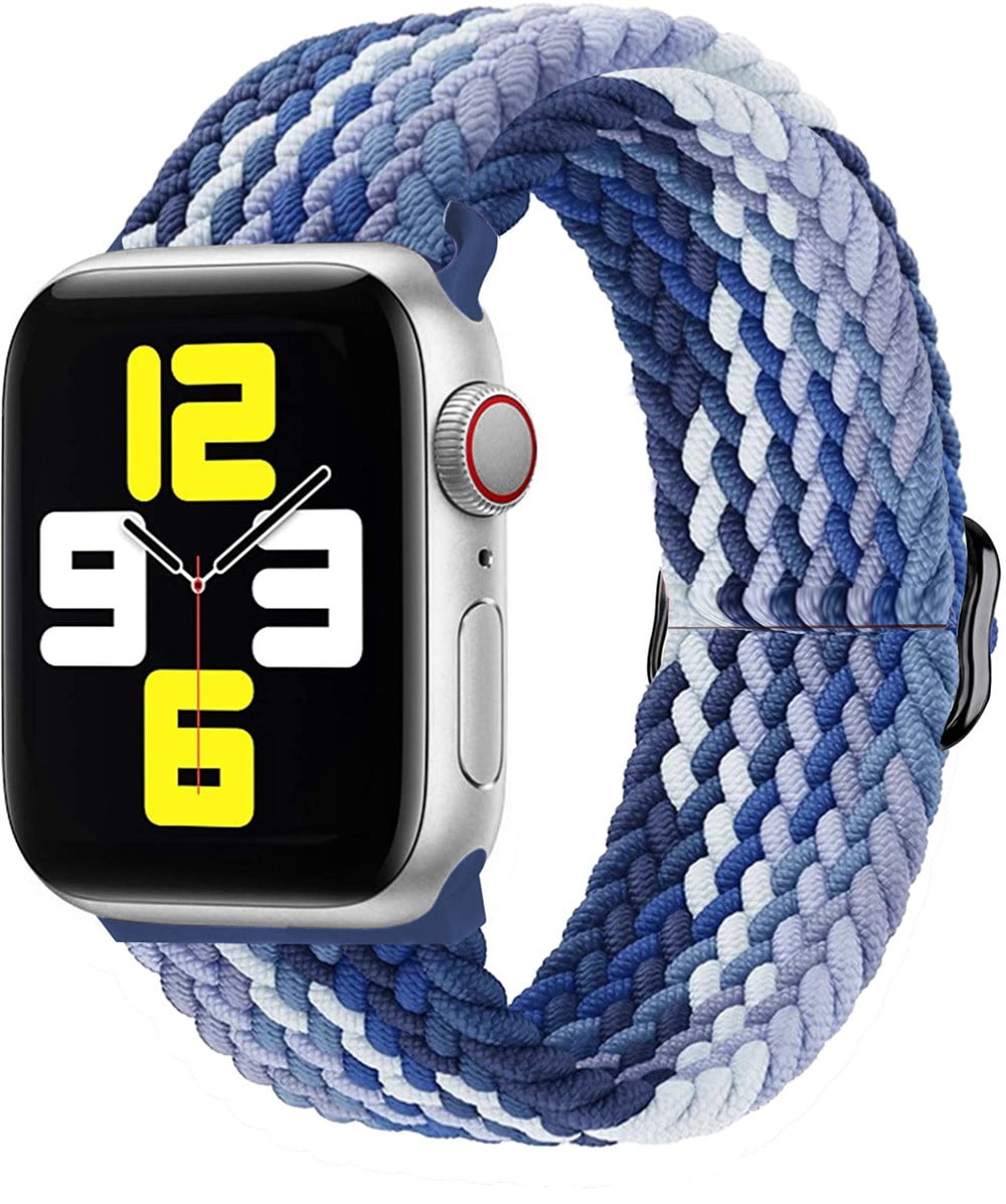 Braided Solo Loop for Apple Watch Band 44mm 40mm 45mm 41mm 38mm 42mm Elastic Nylon Belt Bracelet iWatch Serie 3 4 5 SE 6 7 Blueberry