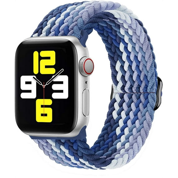 Braided Solo Loop for Apple Watch Band 44mm 40mm 45mm 41mm 38mm 42mm Elastic Nylon Belt Bracelet iWatch Serie 3 4 5 SE 6 7 -Blueberry