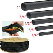 Car Elements Braided Split Wire Loom 20 Cable Sleeve Polyester, Black