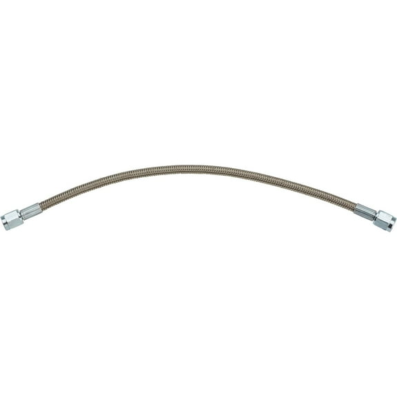 Speedway Motors 12 Inch Braided Stainless Steel Brake Line with Straight -4 AN Ends, PTFE Inner Hose for Brake, Clutch, Gauge or Auxiliary Fluid Line Applications