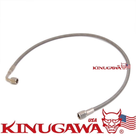 Braided Stainless Oil Feed Line -4AN AN4 with 90 Degree female Made in US / 30"