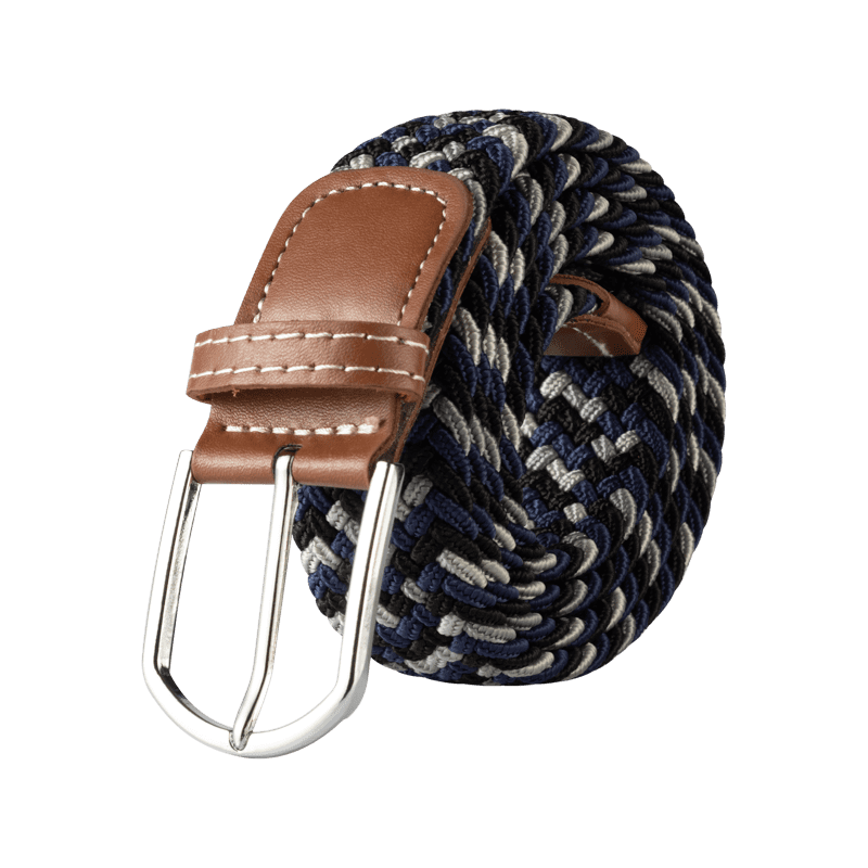 Braided Stretch Elastic Belt with Pin Oval Buckle PU Loop End Tip Mile High Life | Braided Stretch Elastic Belts | Pin Oval  main image 2