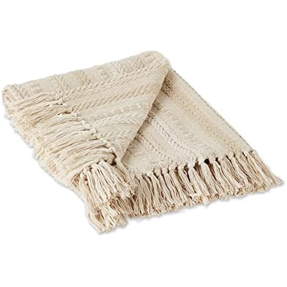Braided Striped Decorative Throw Blanket, 50x60, Vintage Linen