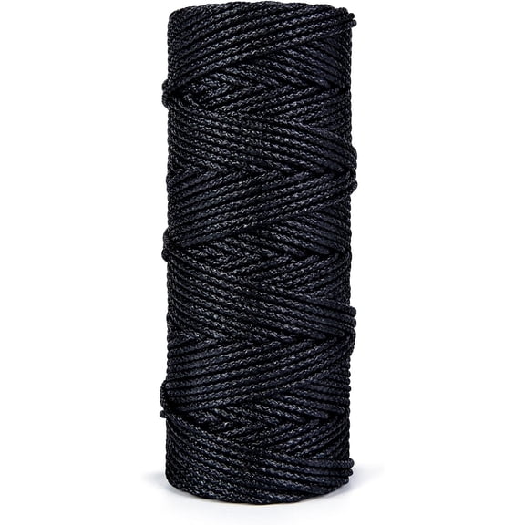Braided Tarred Bank Line Twine, Black Nylon String for Gardening, Construction, Gear Tying, Jungle Survival, Trotline