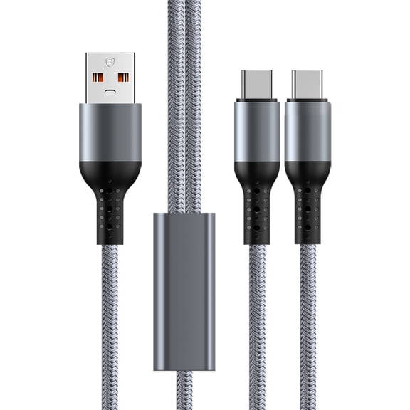 Braided Type C Splitter Cable 66W Fast Charges Double Port Simultaneous Charging Cable Easy to Use for Multiple Devices