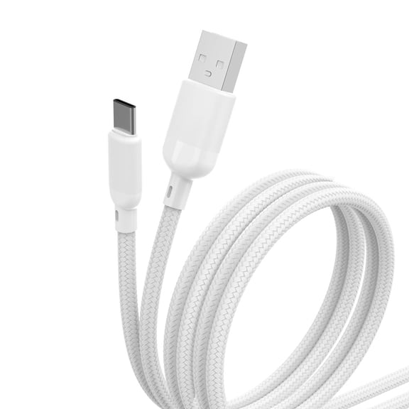 Braided Type-C to Type-C Cable White, 4ft