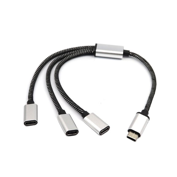 Braided USB-C to Dual USB Female Adapter - Expansion HUB for Data Transmission