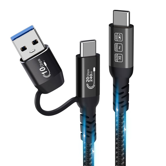 Braided USB3.2 Cable 20Gbps Data Transfer Speed Male Cable Replacement for Laptop Phone Tablet Charging Solution