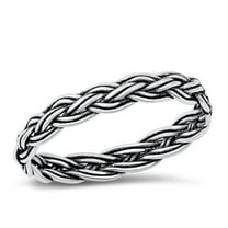 Braided Weave Thumb Ring .925 Sterling Silver Wedding Band Jewelry Female Male Unisex Size 4